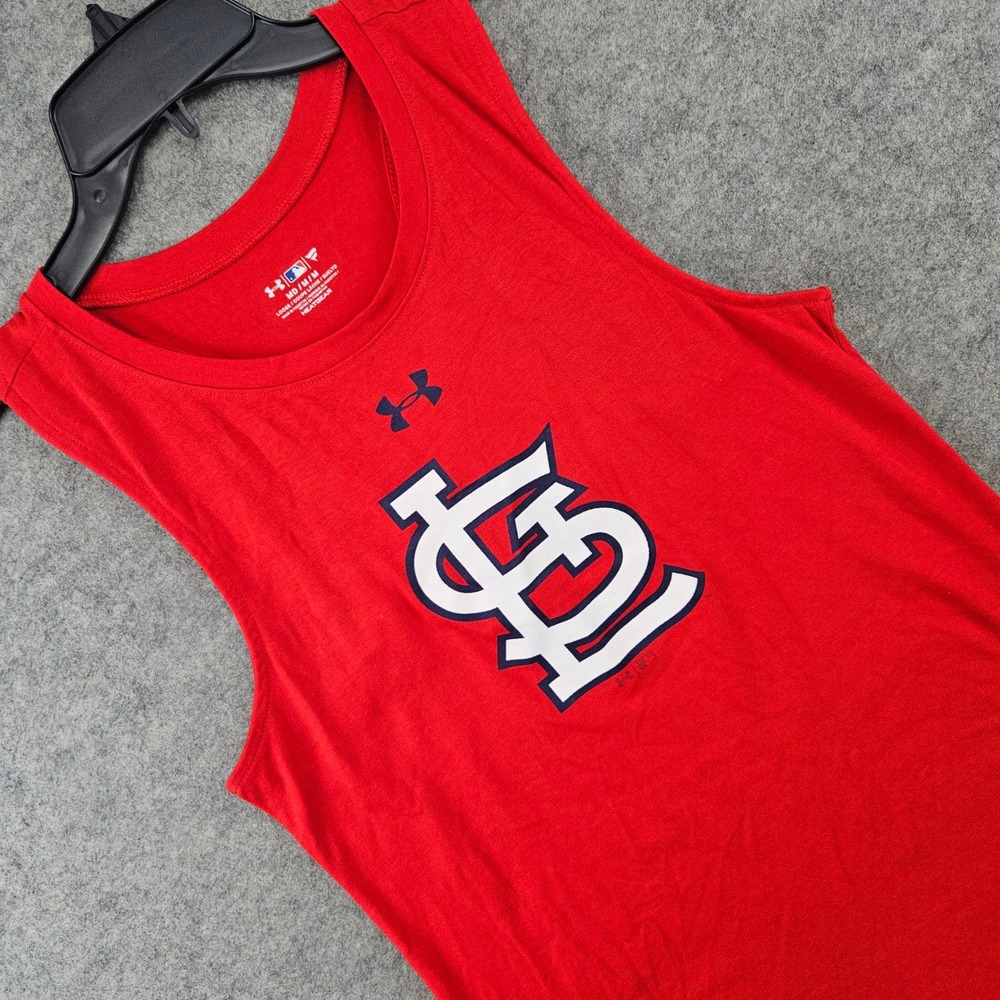 Under Armour St Louis Cardinals Tank Top Women's Medium Red HeatGear Racer Back